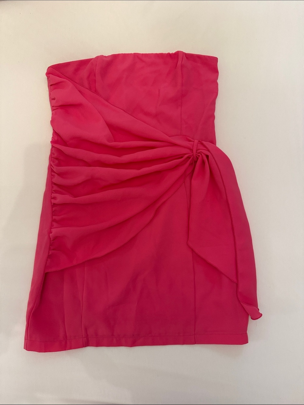 superdown Strapless Hot Pink Side-Tie Mini Dress